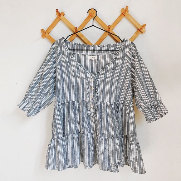 POL Tops - 🌿POL • blue white boho striped babydoll top p7